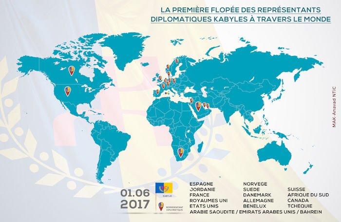 Infographie : La première flopée des représentants diplomatiques kabyles à travers le monde