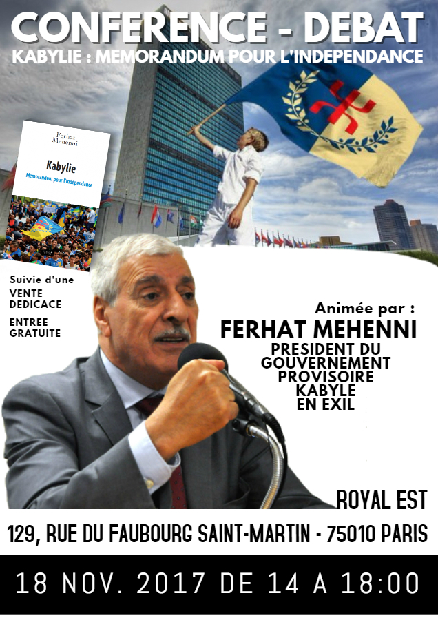 Conférence-débat avec dédicace du livre « Kabylie, Mémorandum pour l’indépendance »