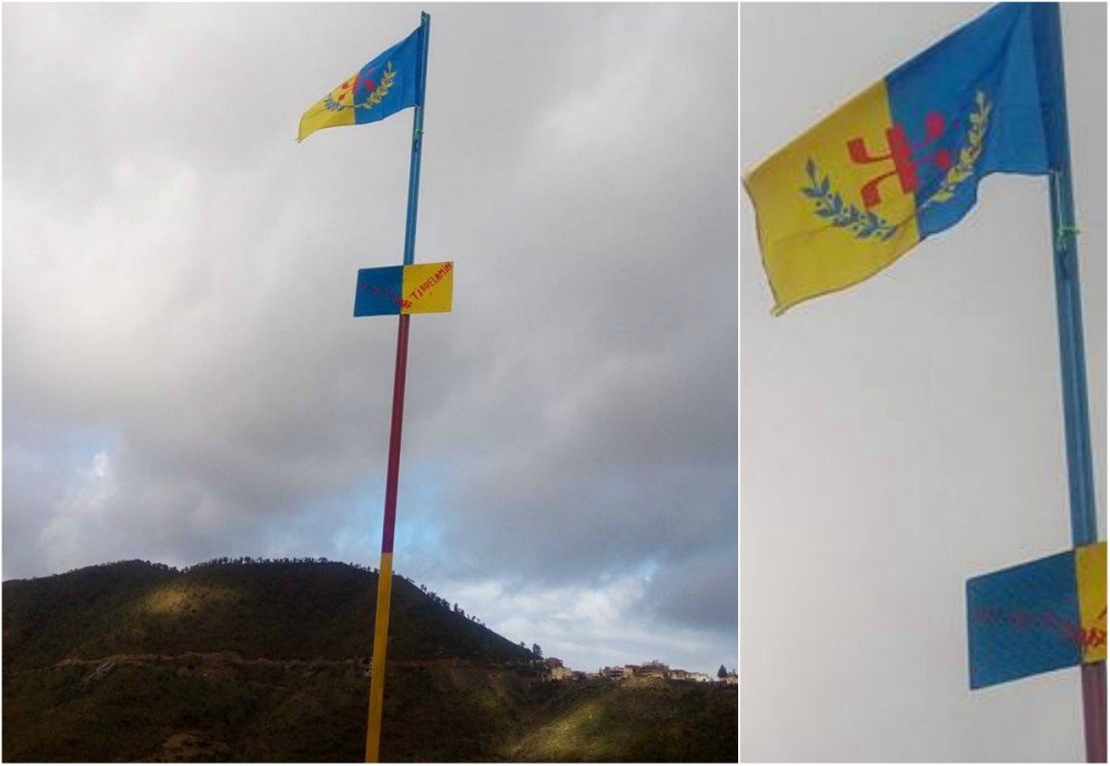 Lever du drapeau kabyle au village de Tivuεlamin
