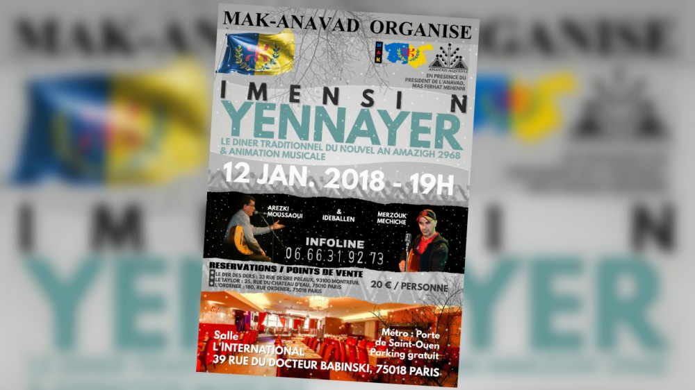 Diaspora : Imensi n Yennayer 2968 le 12 Janvier à Paris