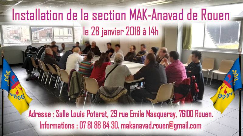 MAK-Anavad : Installation officielle de la section de Rouen ce dimanche 28 janvier