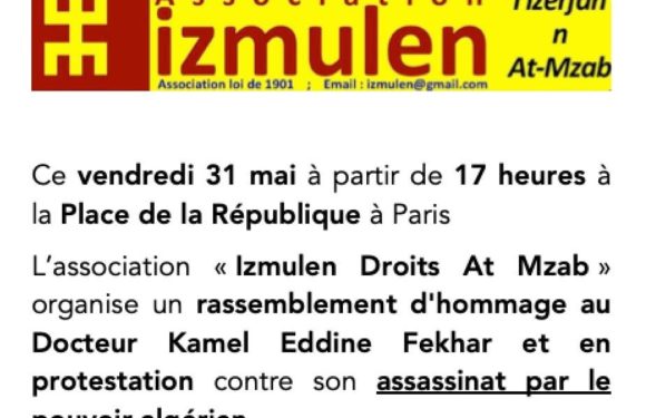 La ligue kabyle des droits humains, appelle au rassemblement initié par l’association Izemulen à Paris