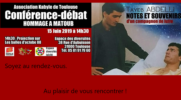 L’Association Kabyle de Toulouse organise un hommage au grand chanteur engagé Matoub Lounes