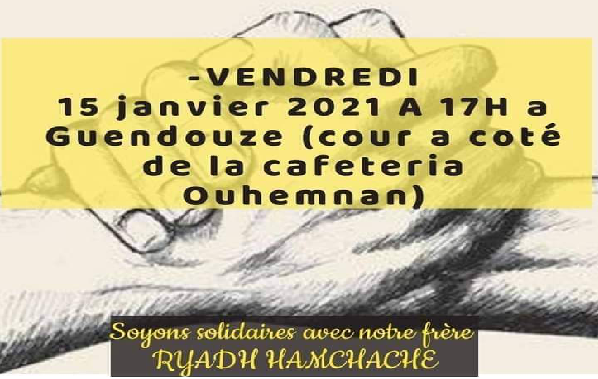 RASSEMBLEMENT À GUENDOUZE POUR SOUTENIR RYADH HAMCHACHE