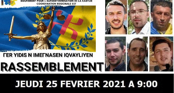 RASSEMBLEMENT JEUDI 25 FÉVRIER 2021 DEVANT LE TRIBUNAL DE VGAYET À PARTIR DE 09H00