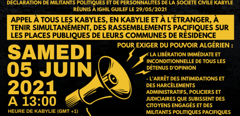 DÉCLARATION DE MILITANTS POLITIQUES ET DE PERSONNALITÉS DE LA SOCIÉTÉ CIVILE KABYLE