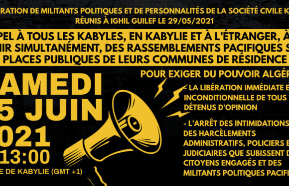 DÉCLARATION DE MILITANTS POLITIQUES ET DE PERSONNALITÉS DE LA SOCIÉTÉ CIVILE KABYLE