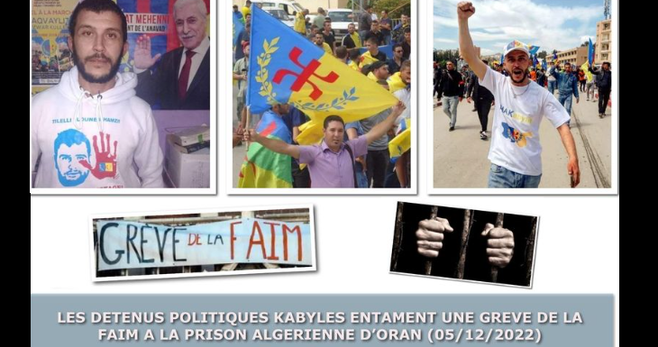 LES DETENUS POLITIQUES KABYLES A LA PRISON D’ORAN ENTAMENT UNE GREVE DE LA FAIM ILLIMITEE A PARTIR DU 05 DECEMBRE 2022.