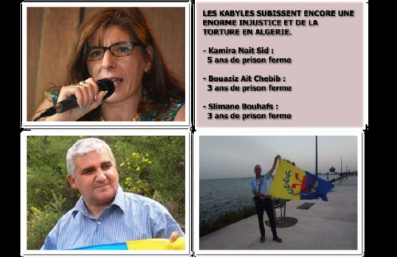 JUSTICE ALGERIENNE DE LA HONTE. ENCORE DE LOURDES PEINES POUR LES MILITANTS KABYLES PACIFISTES.