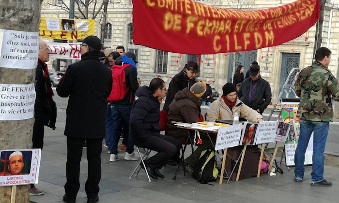 La grève de la faim initiée hier à Paris en solidarité avec Kameleddine Fekhar se poursuit (photos et vidéo)