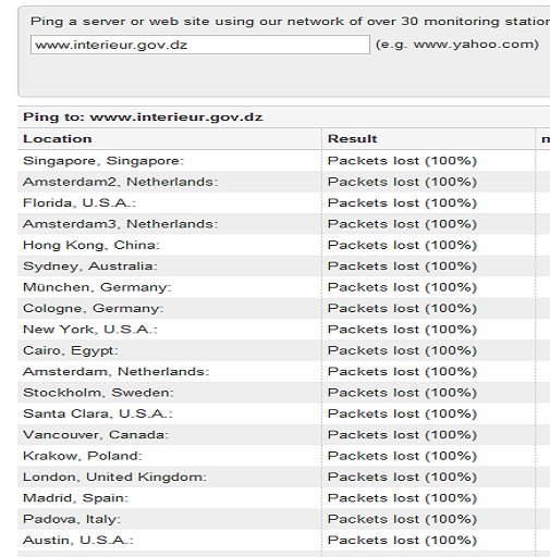 Attaque DoS contre le site Internet du ministère de l'Intérieur algérien Attaque DoS contre le site Internet du ministère de l'Intérieur algérien