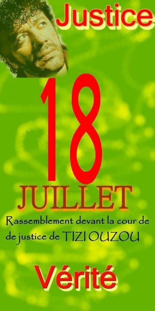 Appel à un rassemblement demain à la cour de Tizi-Ouzou à l'occasion du procès de l'assassinat de Matoub Lounes Appel à un rassemblement demain à la cour de Tizi-Ouzou à l'occasion du procès de l'assassinat de Matoub Lounes