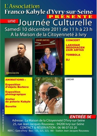 Journée culturelle de l'association Franco-Kabyle d'Ivry-sur-Seine le 10 décembre