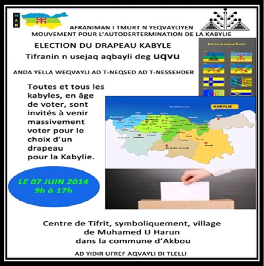 7 et 21 juin 2014: Election du drapeau Kabyle à Tifrit (Akbou) et Maraghna (Ilulen Umalu) 