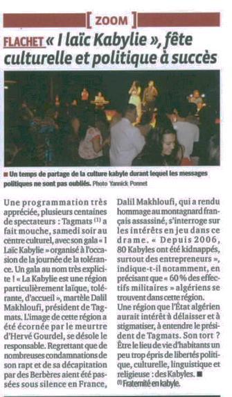  Parfaite réussite de l'évènement « I LAÏC KABYLIE » pour l'association « Tagmats » de Lyon