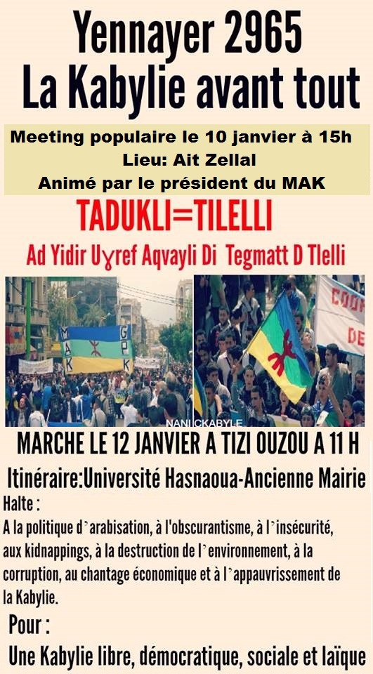 A la veille des marches de Yennayer: le MAK anime un meeting le 10 janvier à Ait Zellal