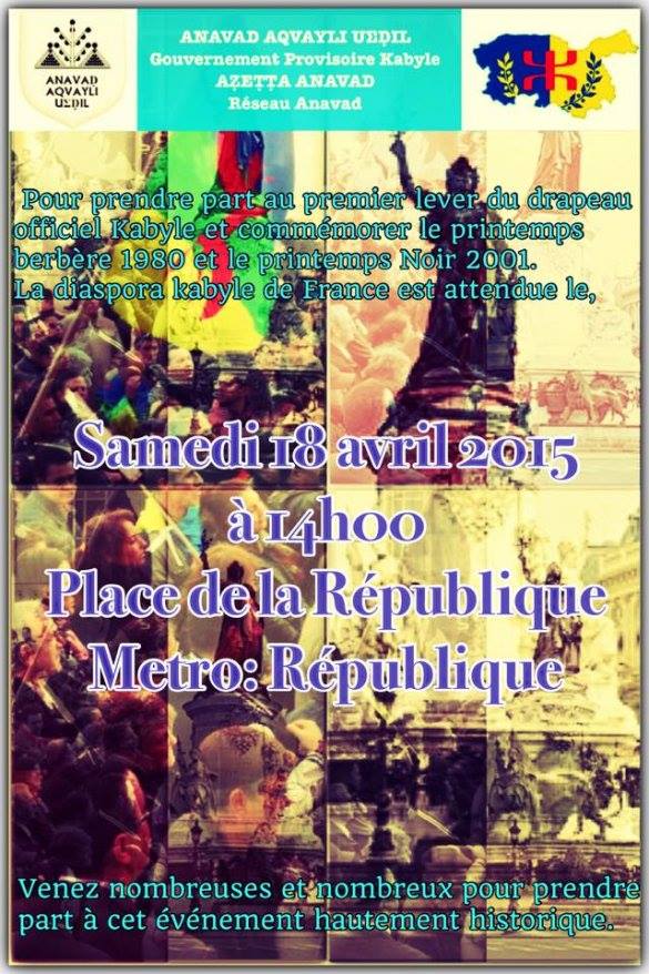PARIS : Lever du drapeau kabyle et commémoration des Printemps - Une journée historique