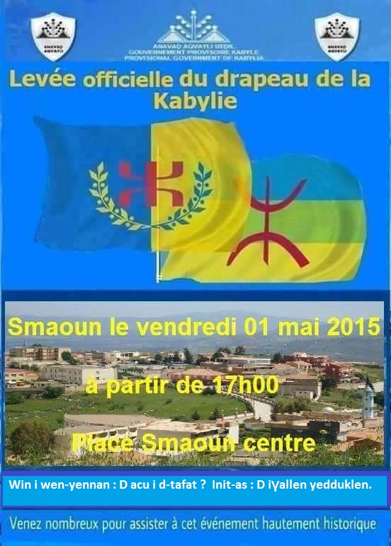 Lever du drapeau kabyle à Smaoun le vendredi 1er mai à 17h