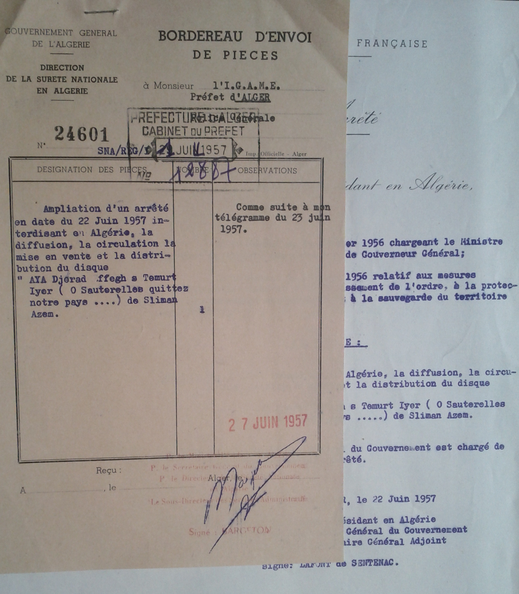 Slimane Azem censuré par la France en 1957 Slimane Azem censuré par la France en 1957
