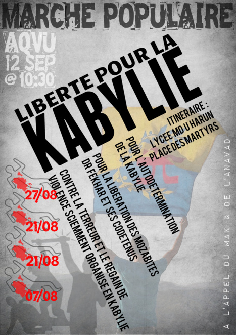 Le MAK appelle à une marche populaire le 12 septembre à Akbou pour dénoncer les exactions algériennes en Kabylie