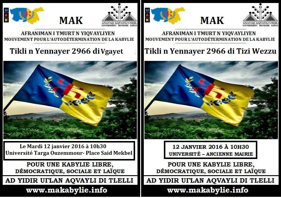 Yennayer 2966 : Le MAK marchera à Vgayet et Tizi Wezzu le 12 janvier