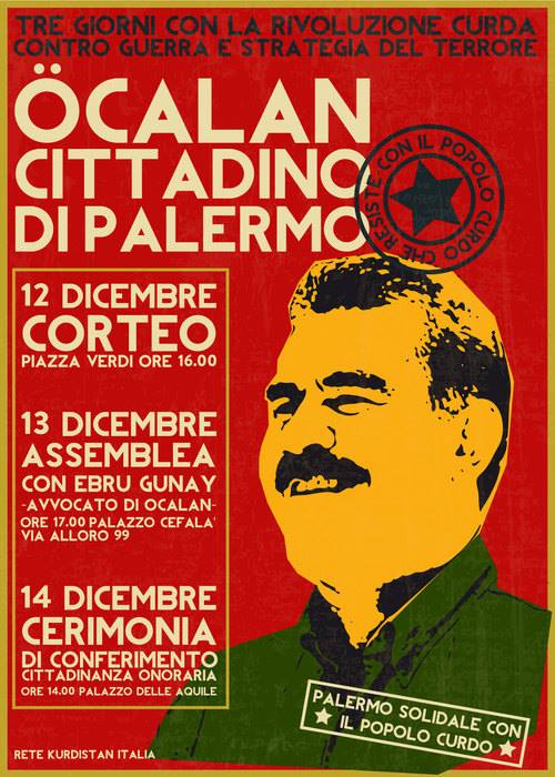 Italie / La ville de Palerme nomme le leader kurde Abdullah Occalan citoyen d'honneur 
