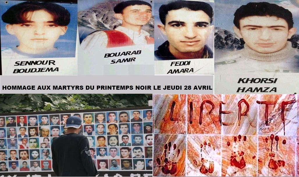 Hommage aux martyrs du printemps noir demain à Iwadiyen (Ouadhias) Siwel