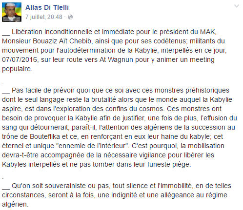 L'élite intellectuelle kabyle soutient les militants du MAK face à la répression algérienne